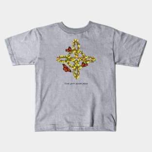 Witch's Knot Symbol Flower Butterflies Kids T-Shirt